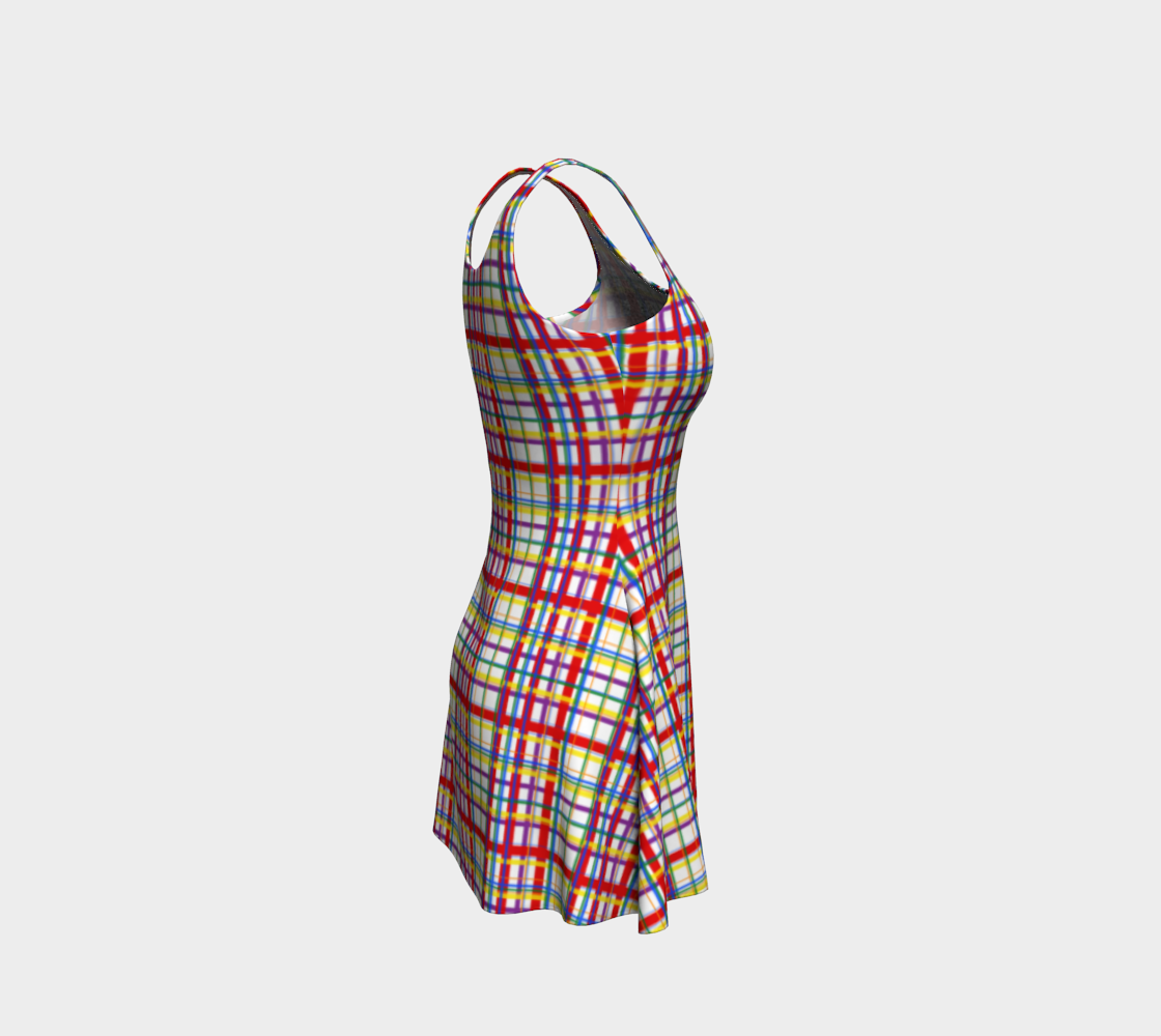 Rainbow Madras Plaid Flare Dress