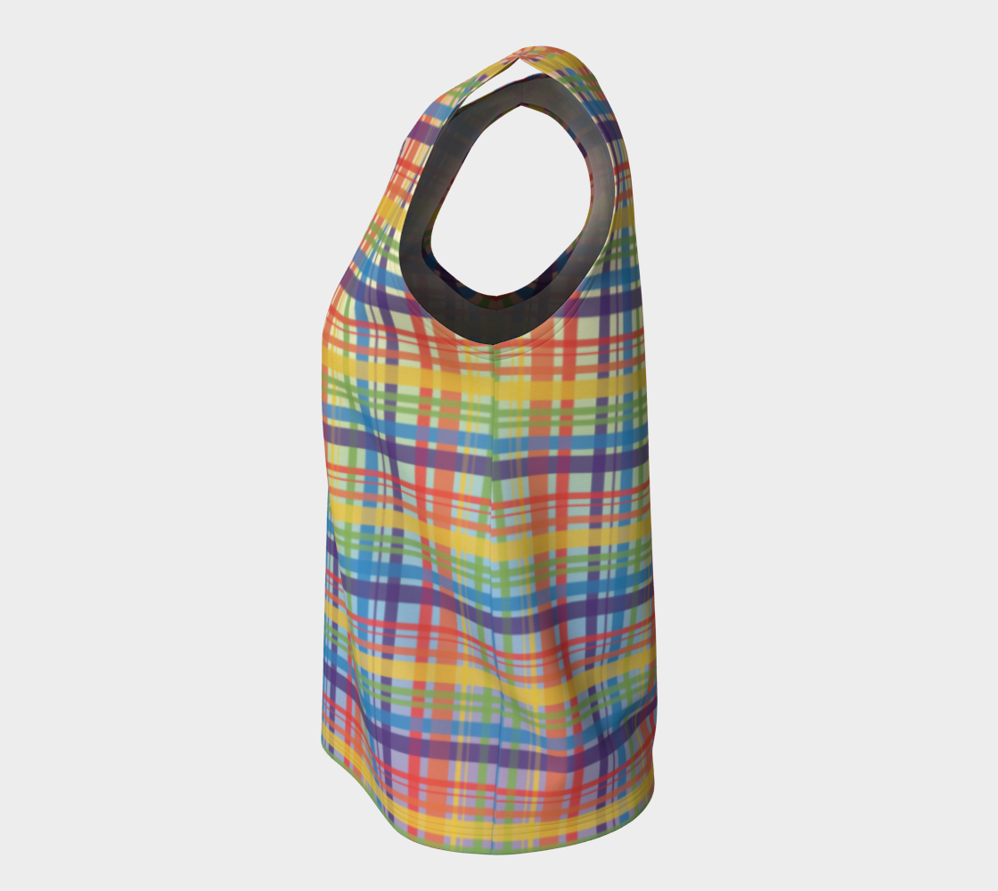 Muted Rainbow Plaid Gradient Loose Tank (Long)