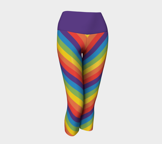 Muted Rainbow Striped Yoga Capris