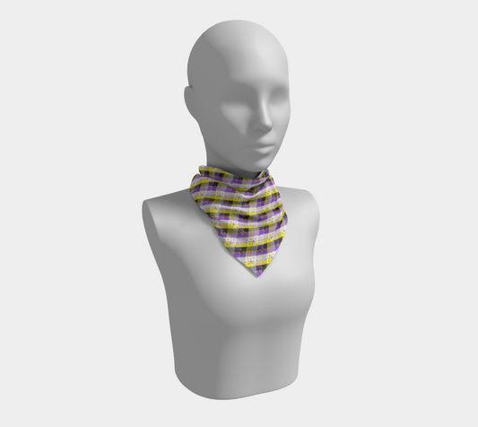 Nonbinary Bright Argyle  Square Scarf