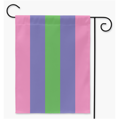 Drapeaux de cour et de jardin Trigender | Simple ou double face | 2 tailles | Identité et expression de genre