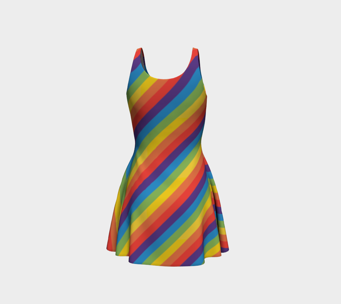 Muted Rainbow Striped Flare Dress