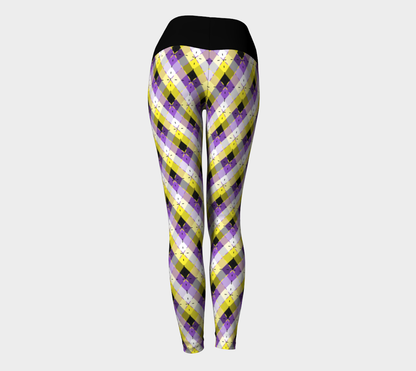 Nonbinary Bright Argyle Yoga Leggings