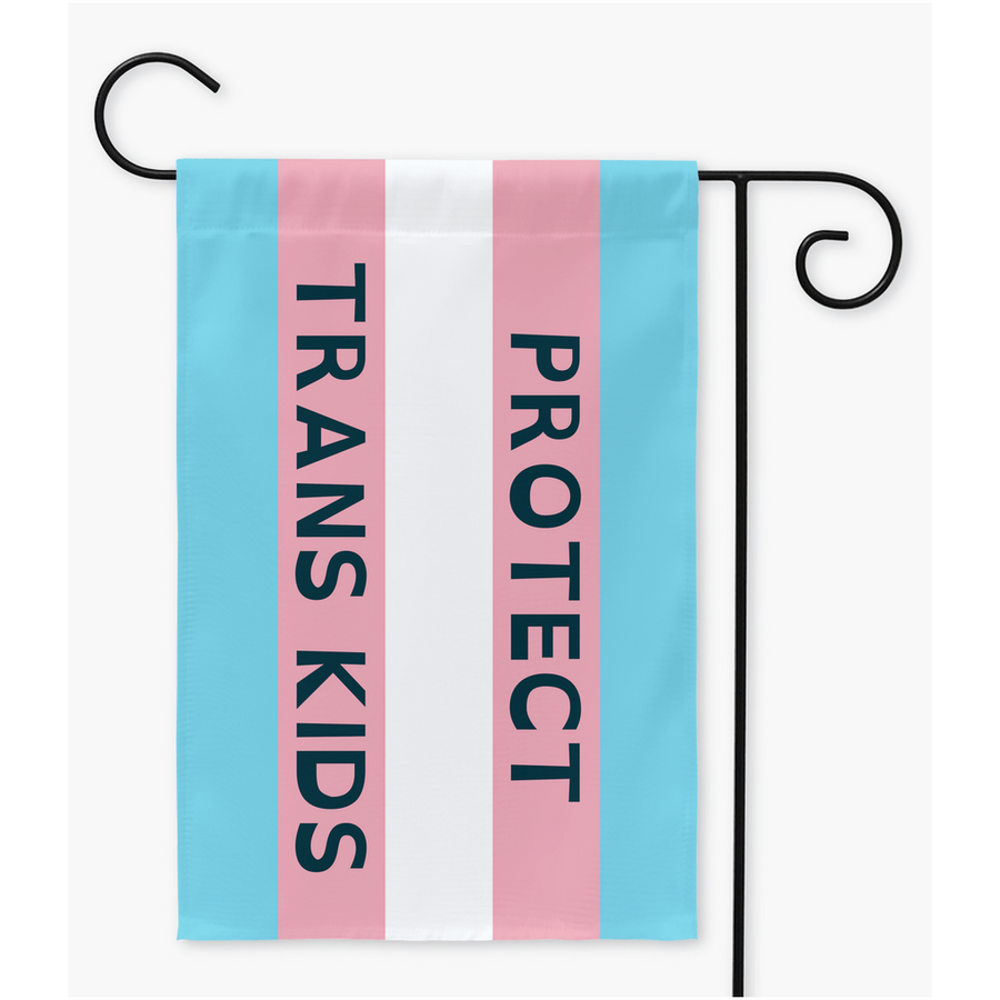 Protect Trans Kids - Banderas de jardín y patio oscuro disléxico abierto | Una o dos caras | 2 tamaños