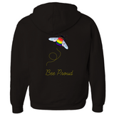 Sweats à capuche zippés Bumblebee Pride Pun - DESIGN ARRIÈRE | Choisissez votre drapeau et votre jeu de mots | Sweat à capuche bourdon | LGBTQIA