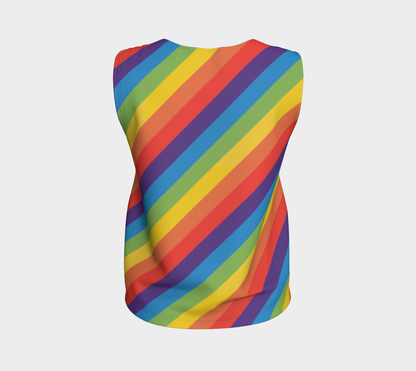 Muted Rainbow Striped Loose Tank (Long)