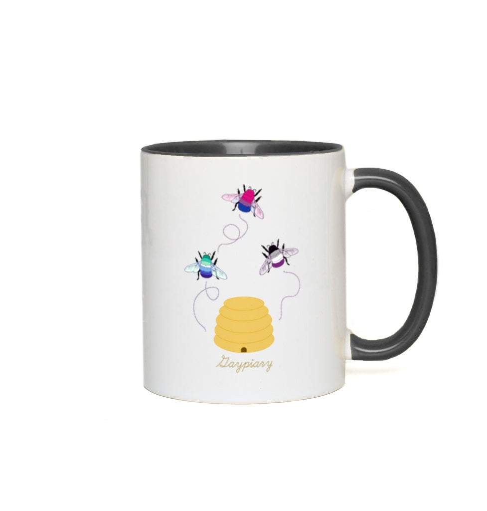 3 Bumblebees - Gaypiary Accent Mugs | Choose Your Flag And Pun | Lgbtqia2s+ Drinkwear ninjaferretart