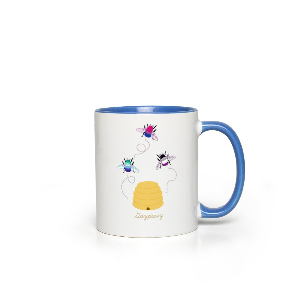 3 Bumblebees - Gaypiary Accent Mugs | Choose Your Flag And Pun | Lgbtqia2s+ Drinkwear ninjaferretart