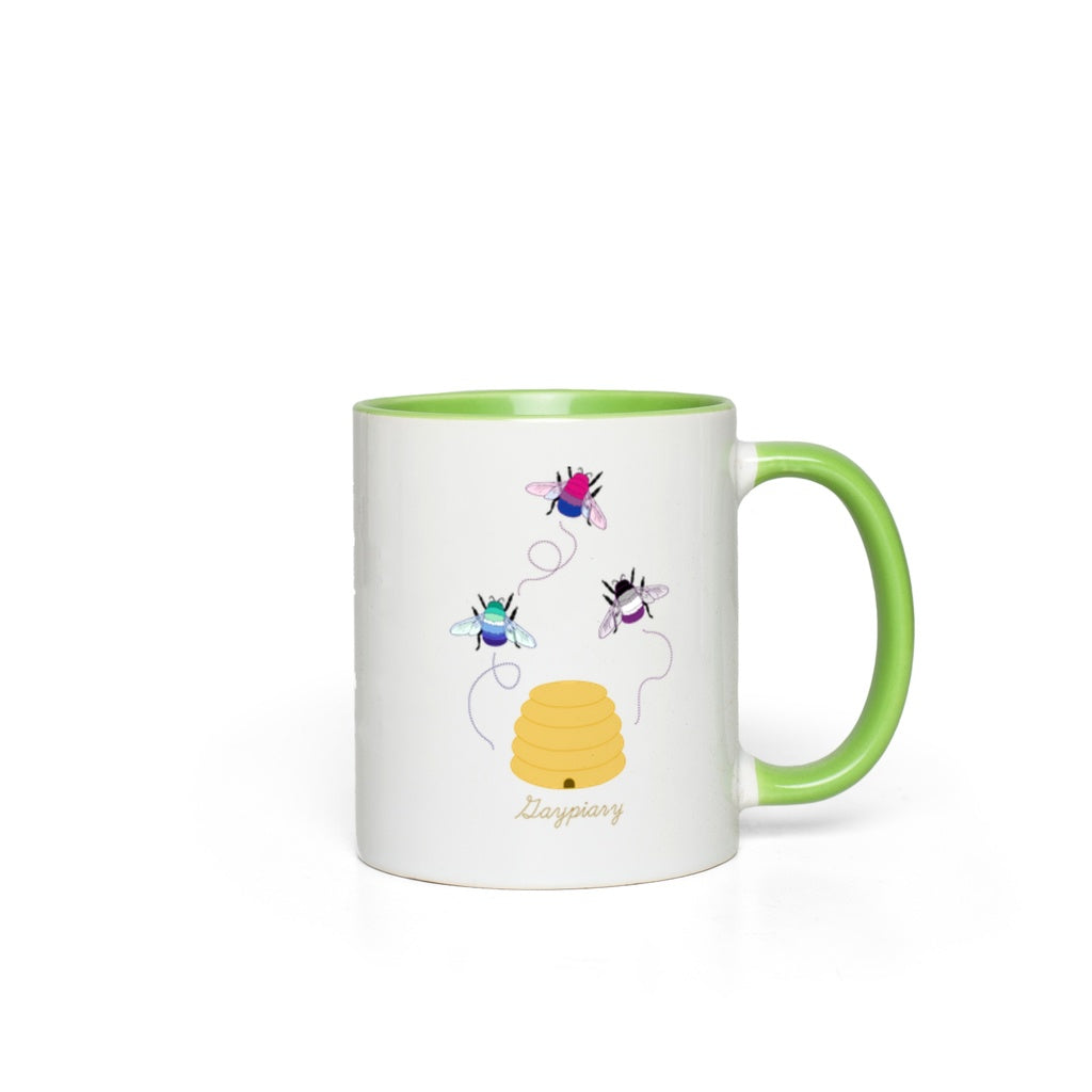 3 Bumblebees - Gaypiary Accent Mugs | Choose Your Flag And Pun | Lgbtqia2s+ Drinkwear ninjaferretart