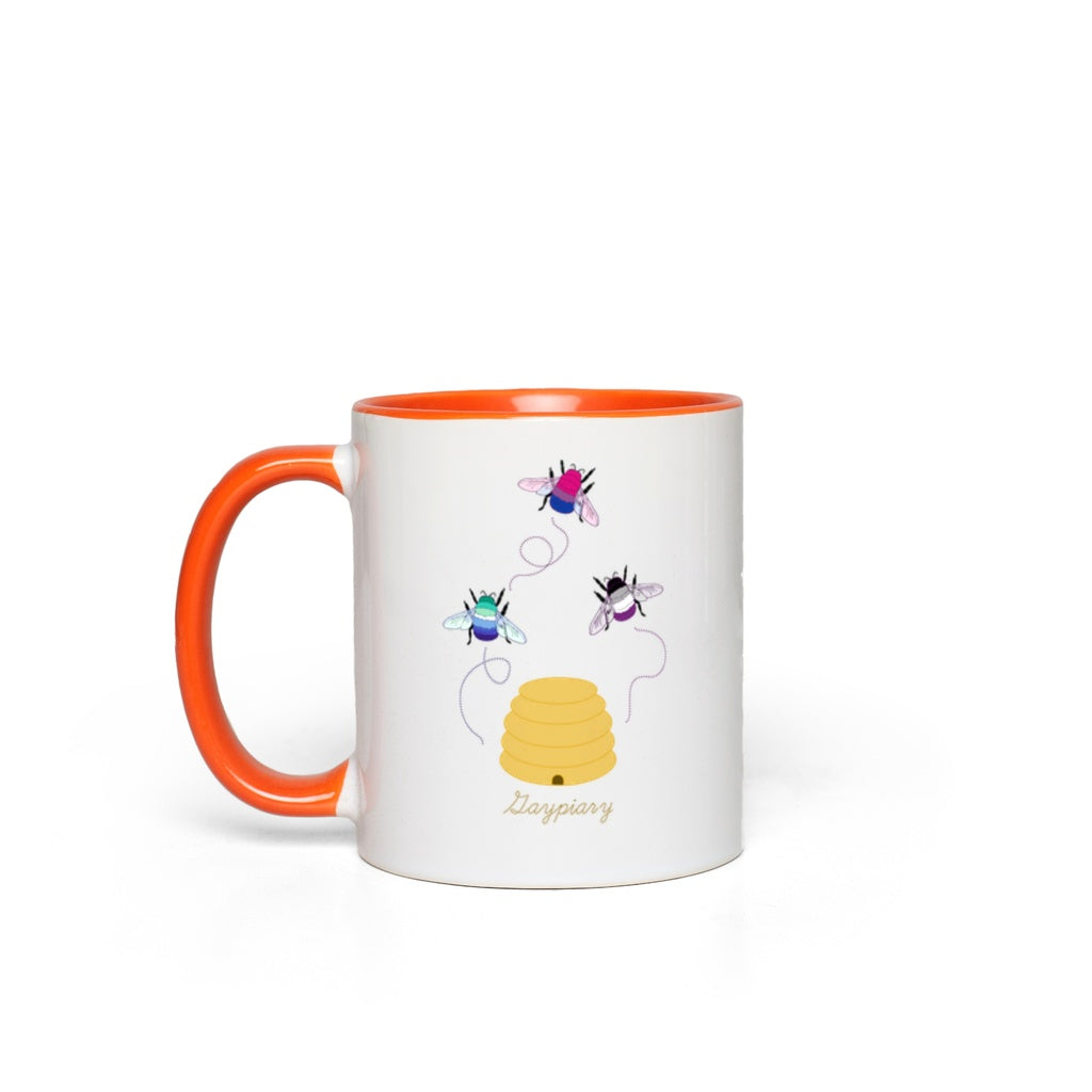 3 Bumblebees - Gaypiary Accent Mugs | Choose Your Flag And Pun | Lgbtqia2s+ Drinkwear ninjaferretart