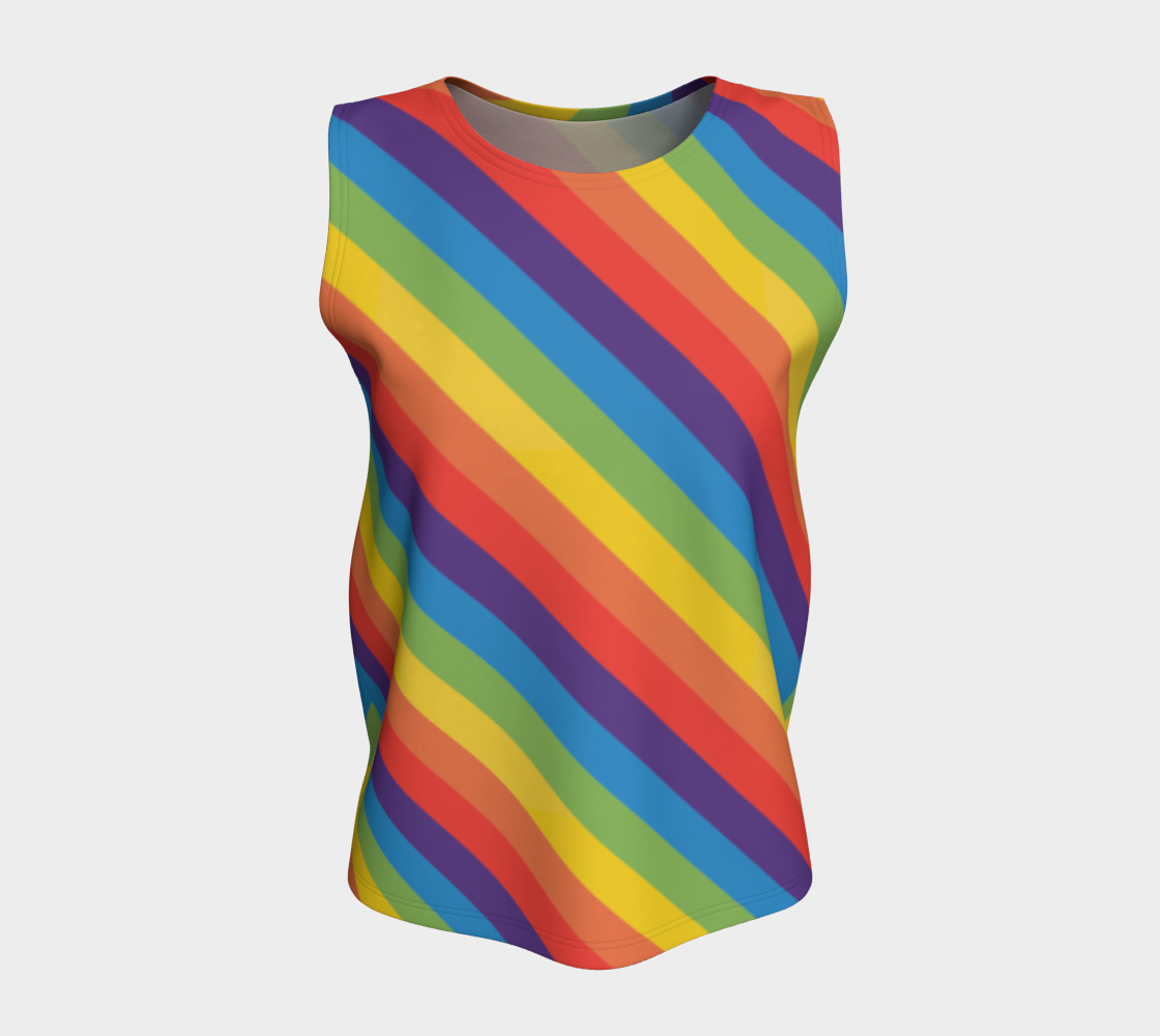 Muted Rainbow Striped Loose Tank (Long)