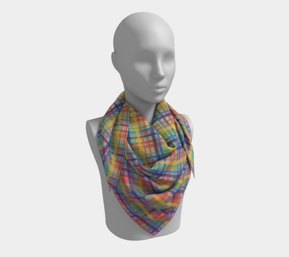 Muted Rainbow - Plaid Gradient Square Scarf