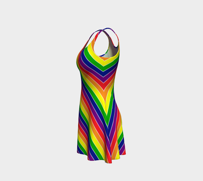 Rainbow Candycane Striped Flare Dress