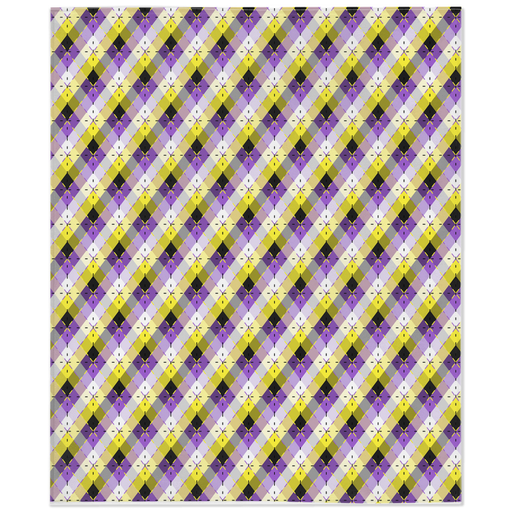 Nonbinary Bright Argyle Plaid Pride Minky Blankets