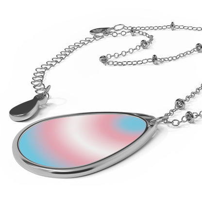 Gender Gradient or Faux Stone Oval Necklace | Choose Your Gender Pride Flag Colourway