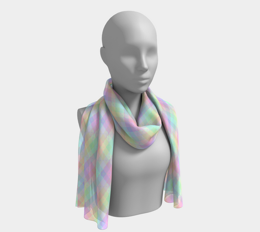 Pastel Rainbow Argyle  Long Scarf