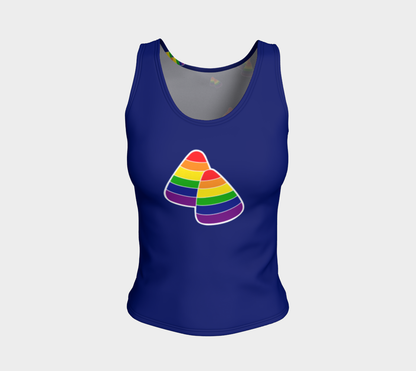 Rainbow and Blue Candy Corn Fitted Tank