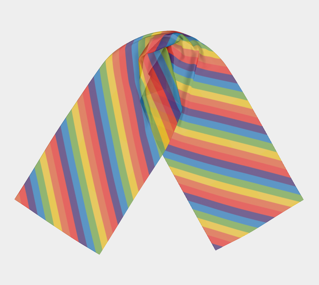 Muted Rainbow Striped  Long Scarf