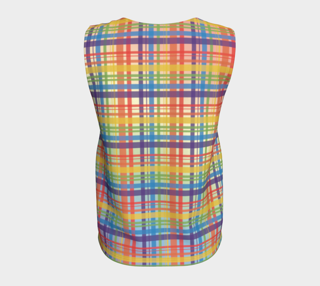 Muted Rainbow Plaid Gradient Loose Tank (Long)