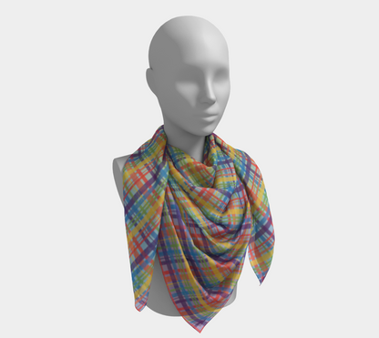 Muted Rainbow - Plaid Gradient Square Scarf