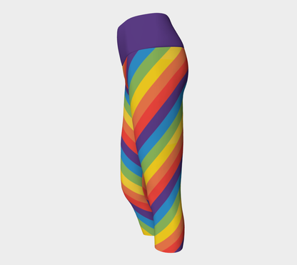 Muted Rainbow Striped Yoga Capris