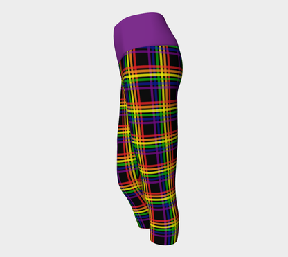 Rainbow and Black Plaid Yoga Capris