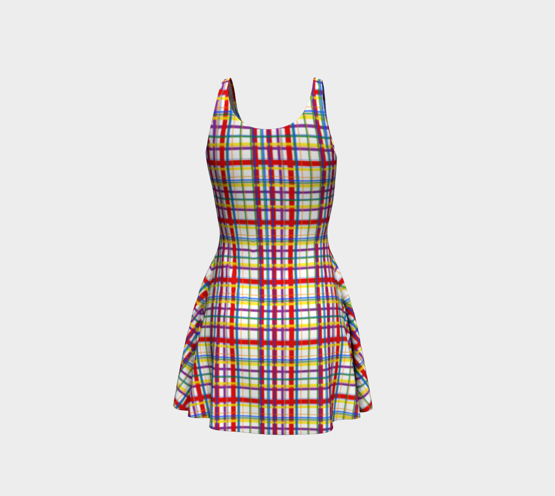 Rainbow Madras Plaid Flare Dress