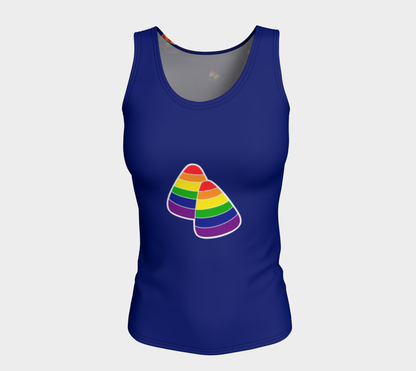 Rainbow and Blue Candy Corn Fitted Tank