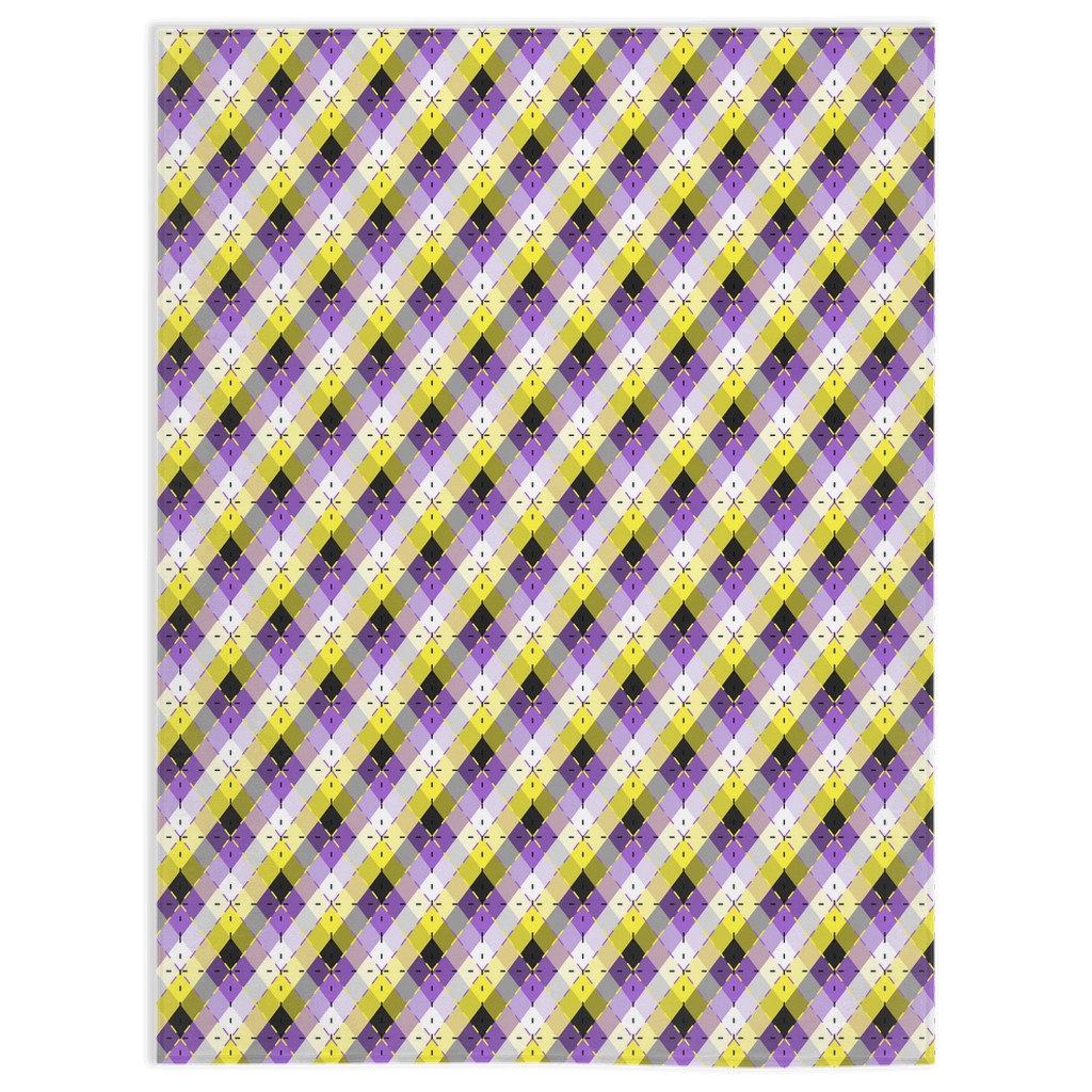 Nonbinary Bright Argyle Plaid Pride Minky Blankets