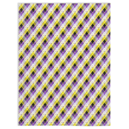 Nonbinary Bright Argyle Plaid Pride Minky Blankets