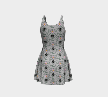 Wild Rose and Vine BDSM Grey Flare Dress