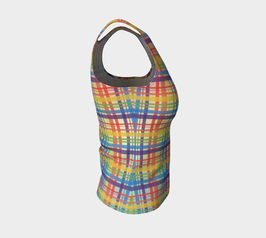 Muted Rainbow Plaid Gradient Fitted Tank