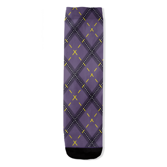 Nonbinary Dark Argyle Plaid All-Over Print Socks