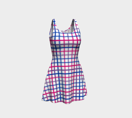 Bisexual Tattersol Plaid Flare Dress