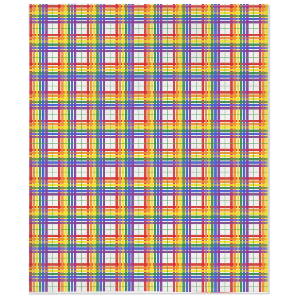 Rainbow and White Plaid Pride Minky Blankets