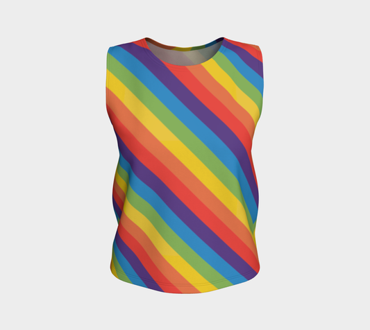 Muted Rainbow Striped Loose Tank (Long)