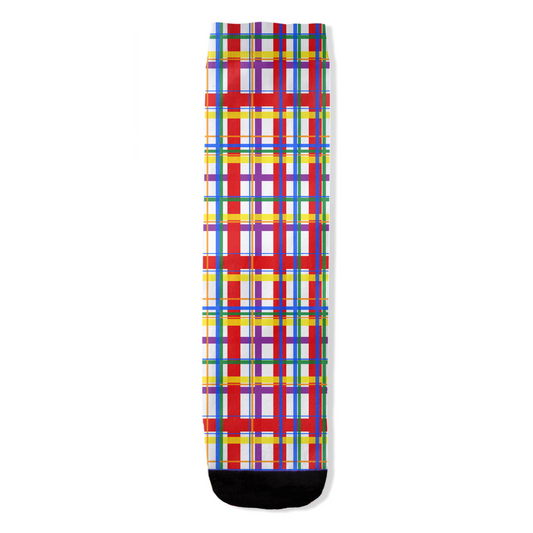 Rainbow Madras Plaid All-Over Print Socks