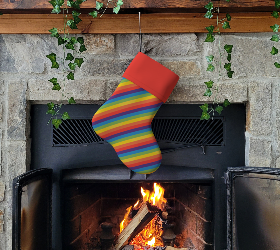 Muted Rainbow  Striped Holiday Stocking