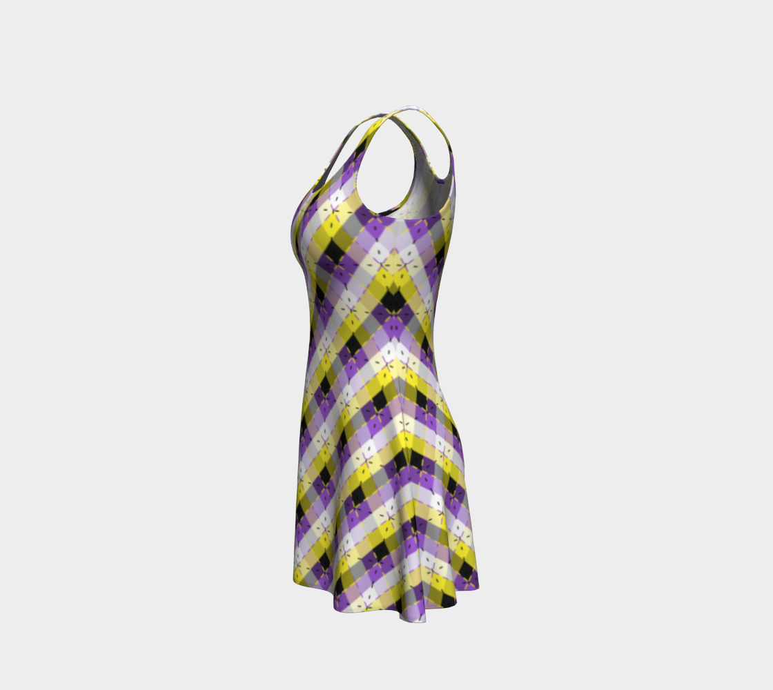 Nonbinary Bright Argyle Flare Dress