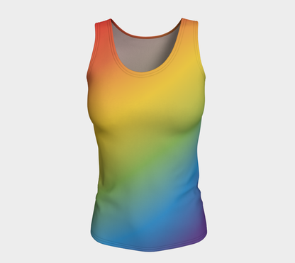 Muted Rainbow Gradient Fitted Tank (Long)