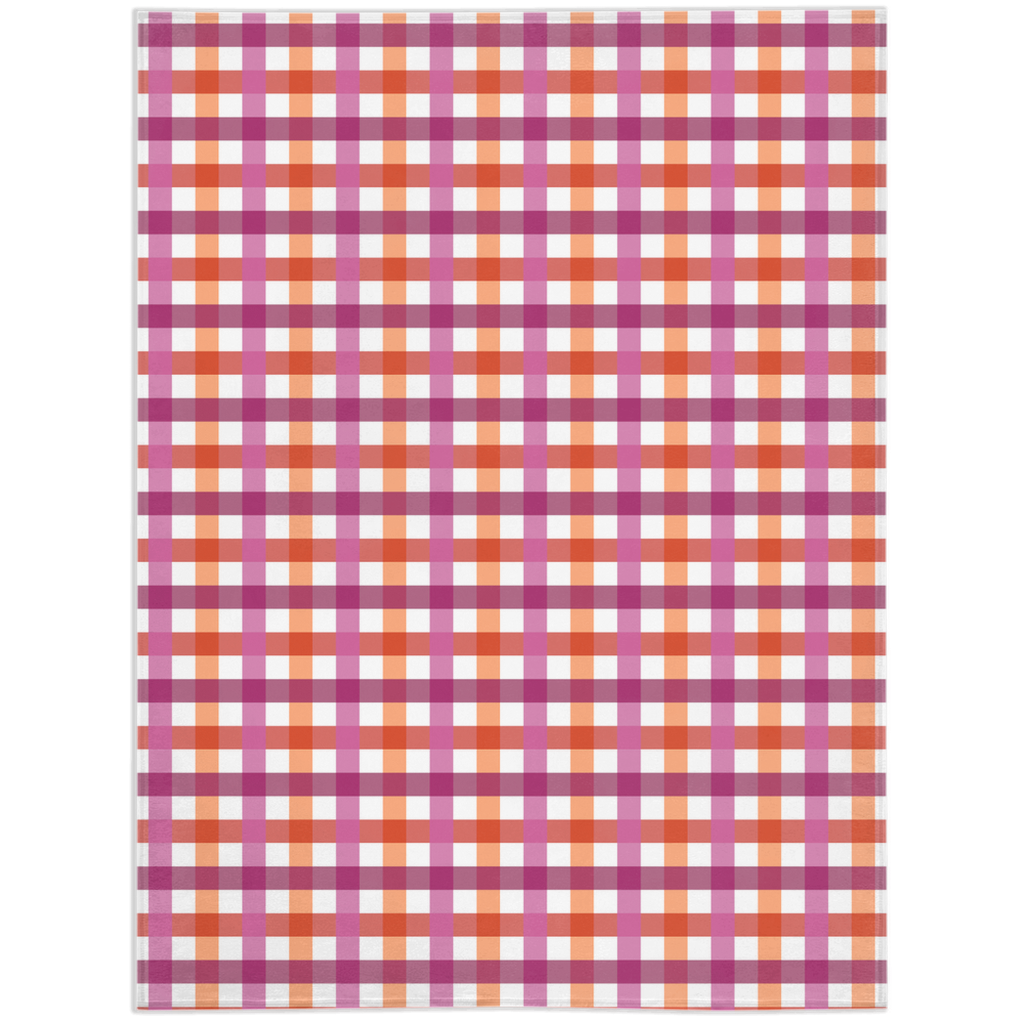 Lesbienne - V1 Gingham Plaid Pride Minky Couvertures