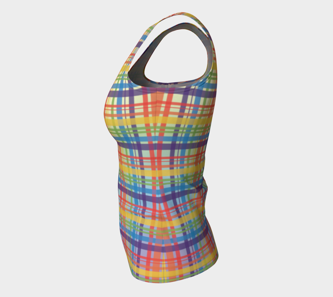 Muted Rainbow Plaid Gradient Fitted Tank