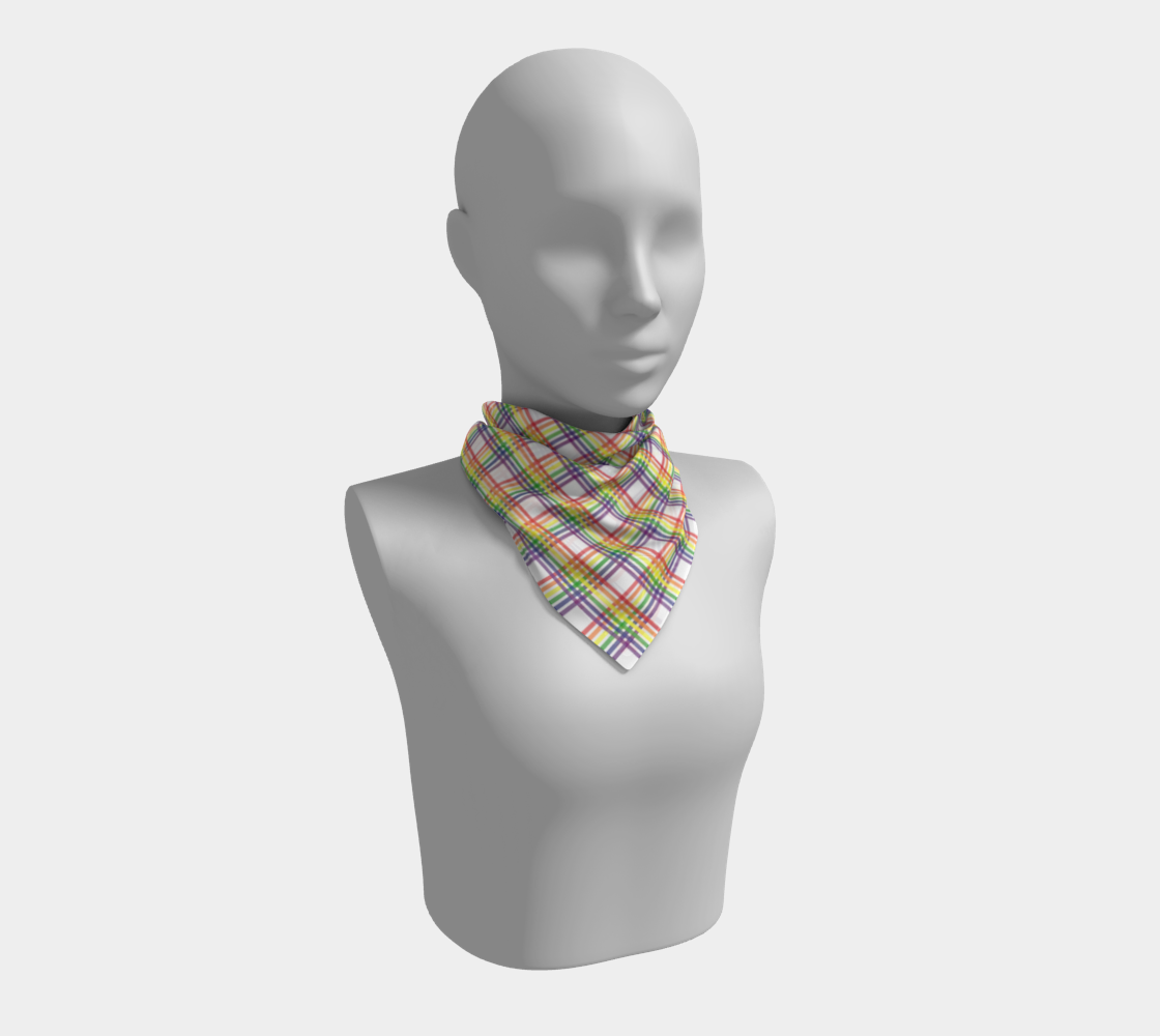 Rainbow and White Plaid  Square Scarf