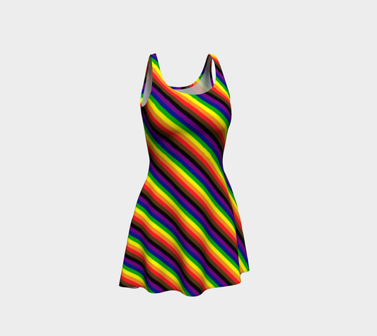 Philly Rainbow Striped Flare Dress