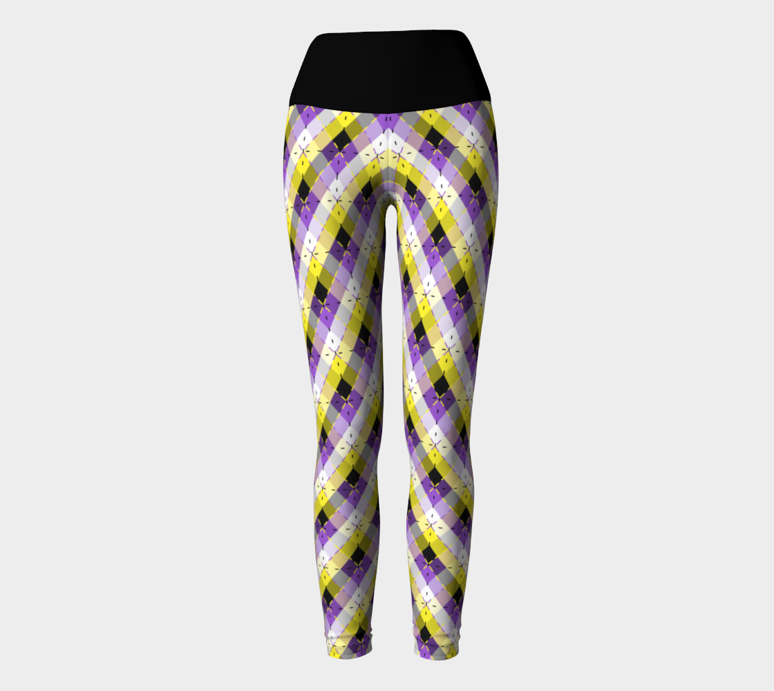 Nonbinary Bright Argyle Yoga Leggings