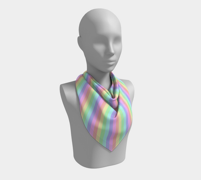 Pastel Rainbow Striped  Square Scarf