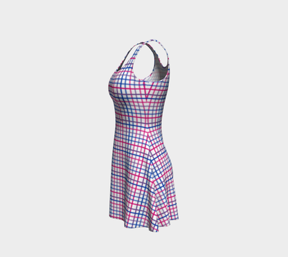 Bisexual Tattersol Plaid Flare Dress