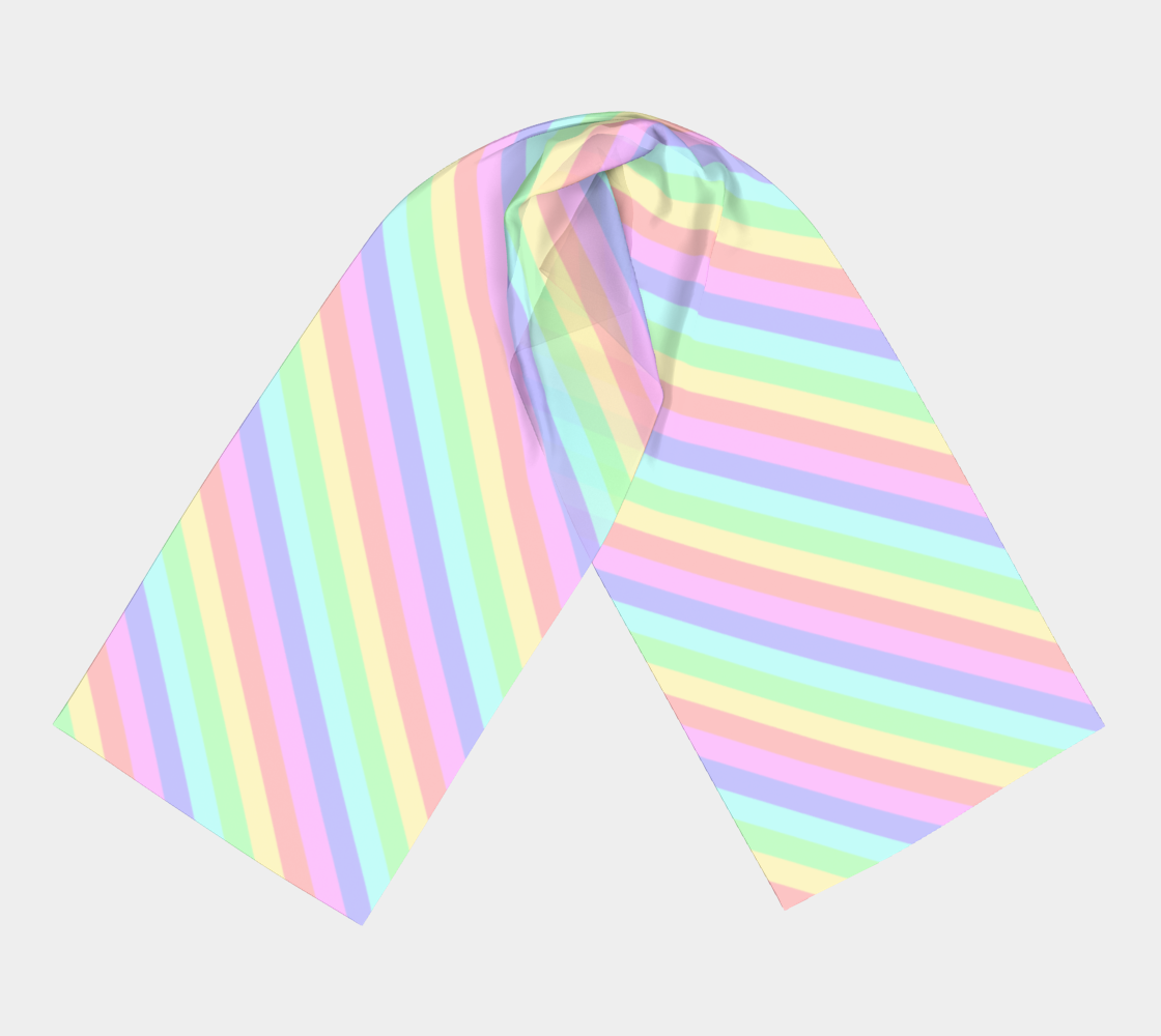 Pastel Rainbow Striped  Long Scarf