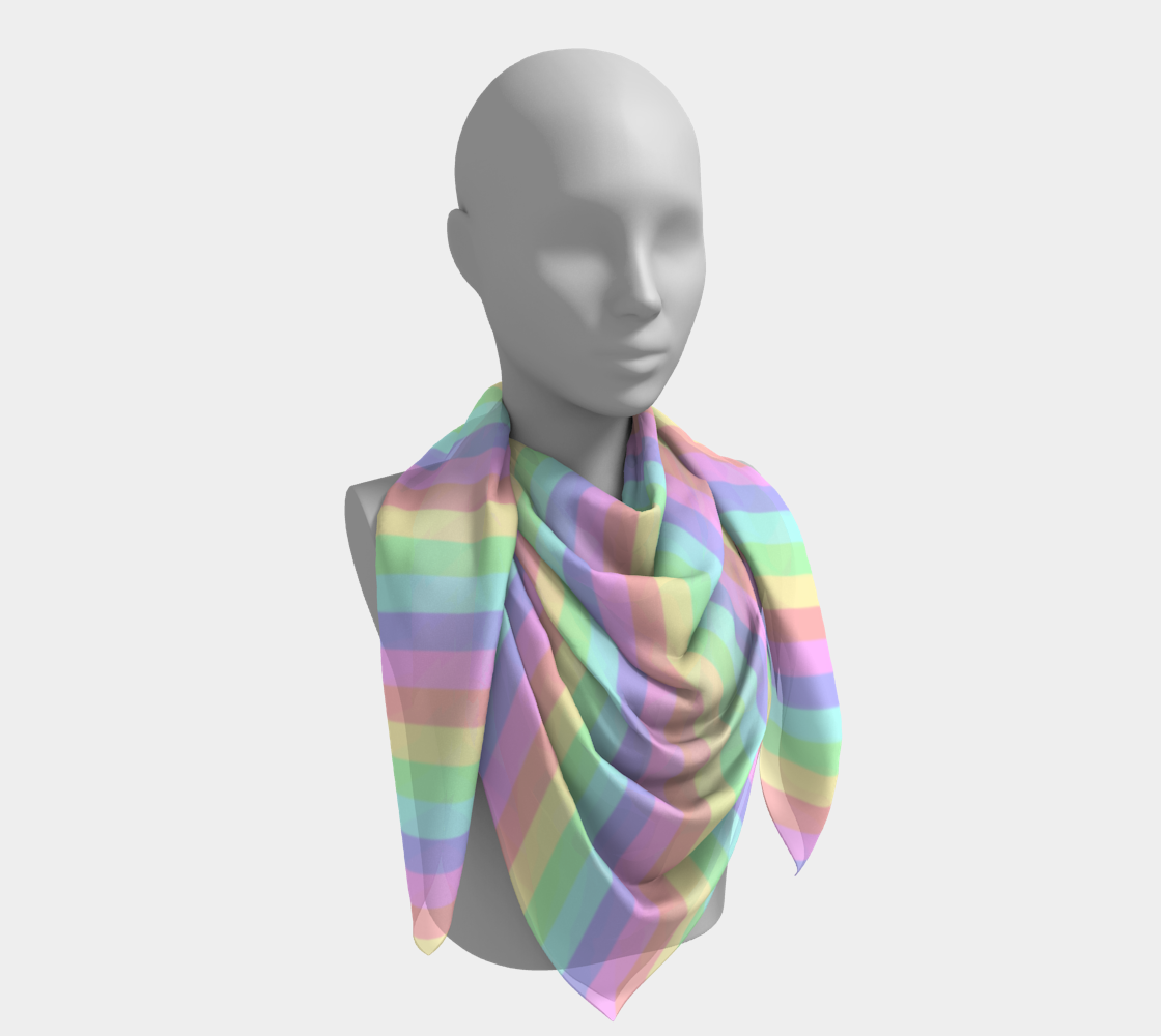 Pastel Rainbow Striped  Square Scarf