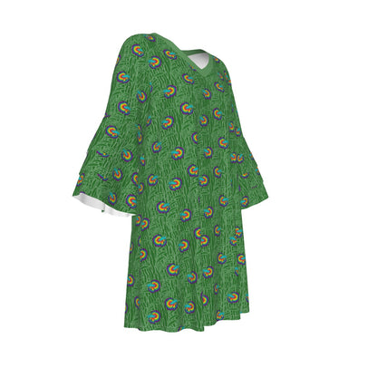 Betta and Seaweed Pattern Stacked Ruffle Sleeve Dress | Choose Your Colourway